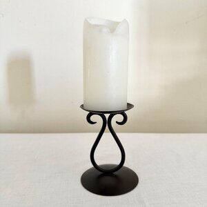 Vintage Black 5 in Metal Teardrop Pillar Candleholder for 3 inch Pillar Candle